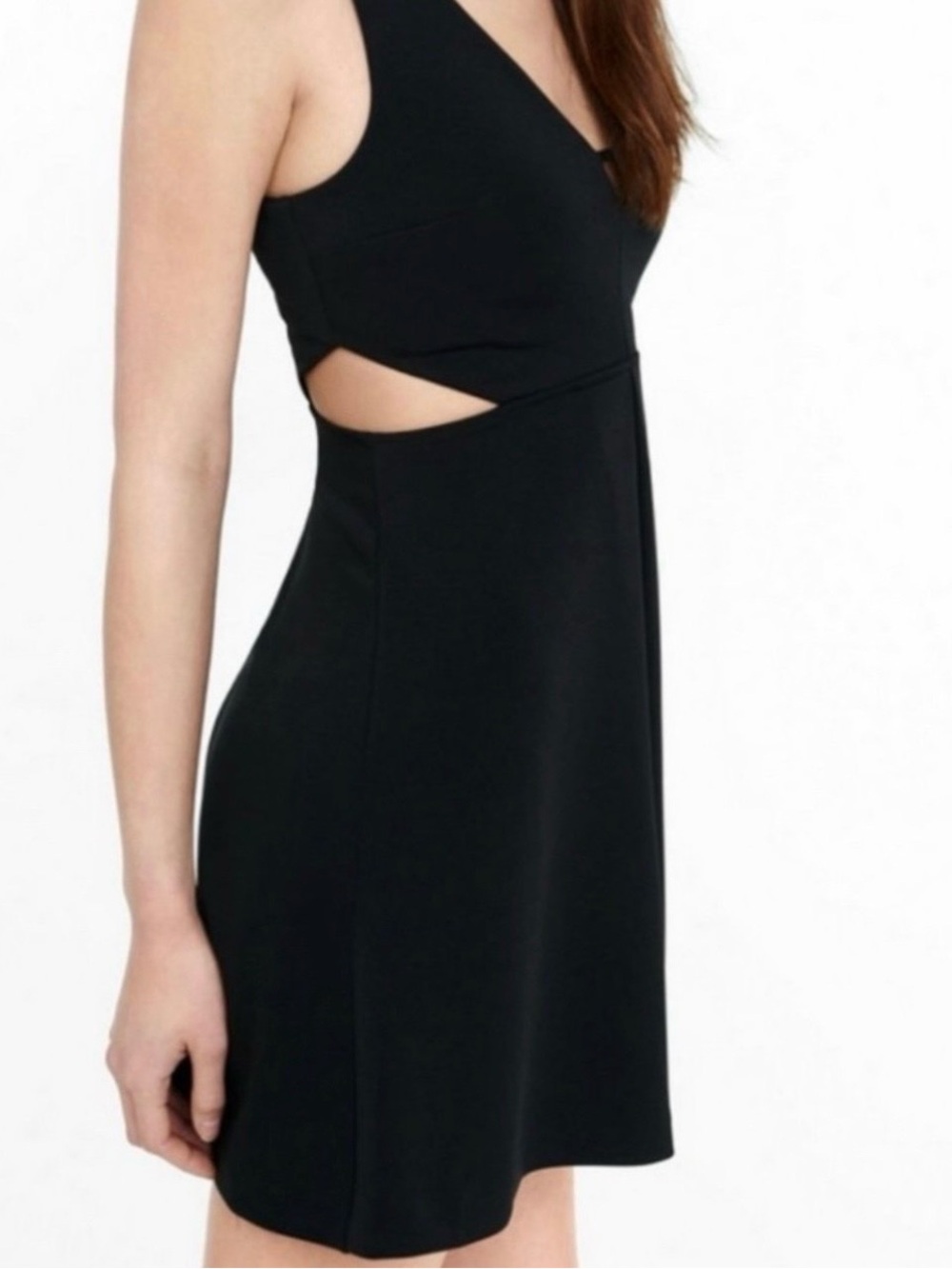 Express Black Dress Features V-neckline and Stylish Side Cut-outs Size M